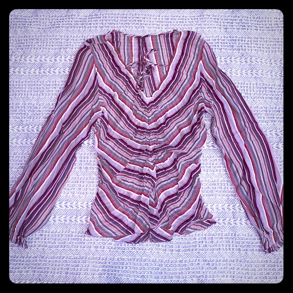 Sheer Blouse with Stripes